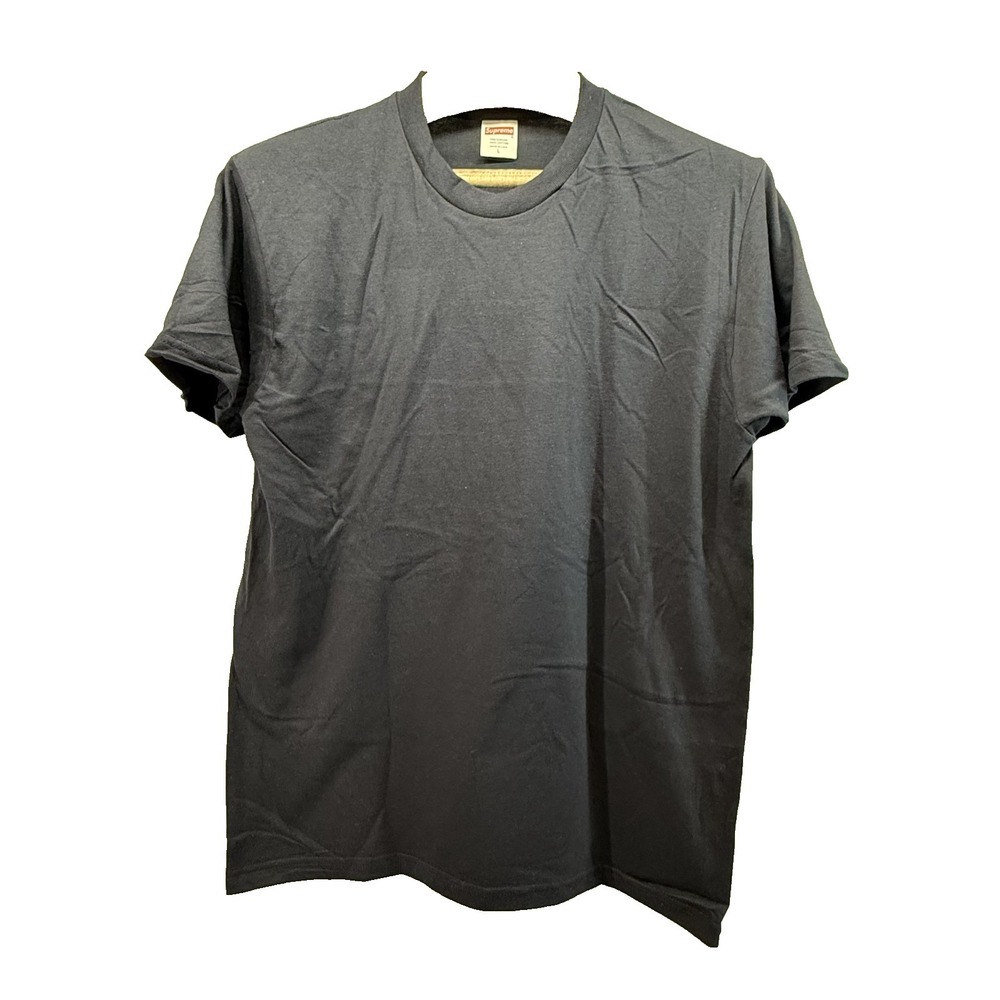 Supreme T-Shirt Men's L Navy Blue Blank No Graphic Heavyweight Cotton Tee USA
